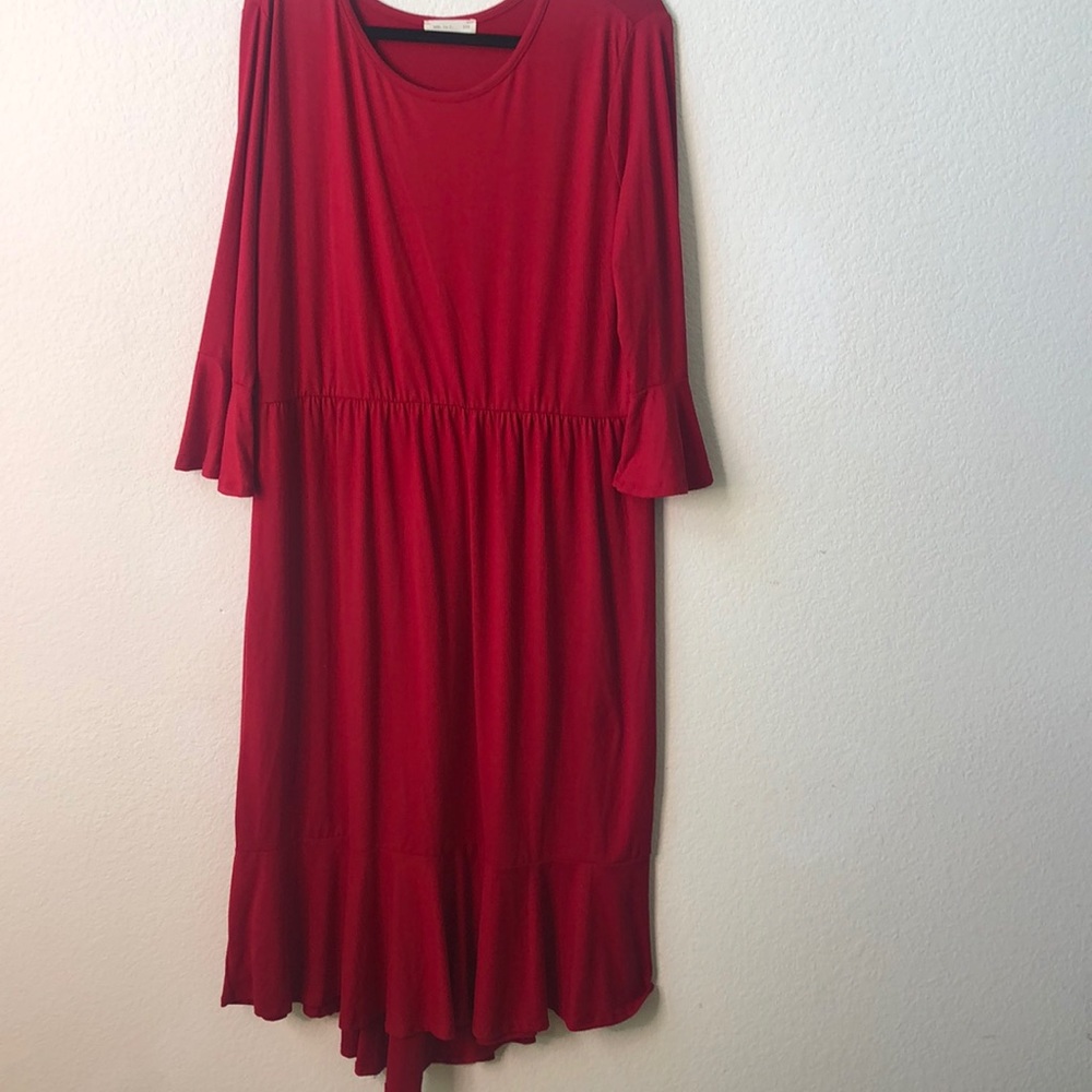 Red Bell Sleeve Maxi Dress